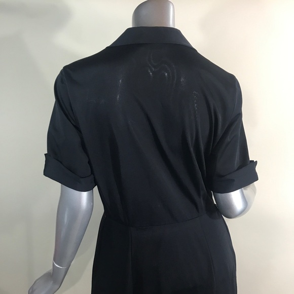 Vtg 40s/50s CasualMaker by Sy Frankel Black Fit N Flare Day Dress S / M - Picture 10 of 16